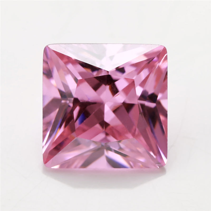 50pcs 1.5x1.5~10x10mm 5A Square Princess Cut Pink CZ Stone Loose Cubic Zirconia Synthetic Gemstone for Jewelry
