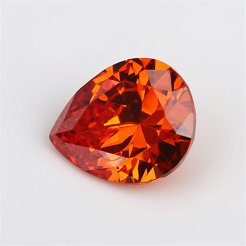 Size 3x5~10x12mm 5A Pear Cut Orange CZ Stone Loose Cubic Zirconia Synthetic Gemstone for Jewelry