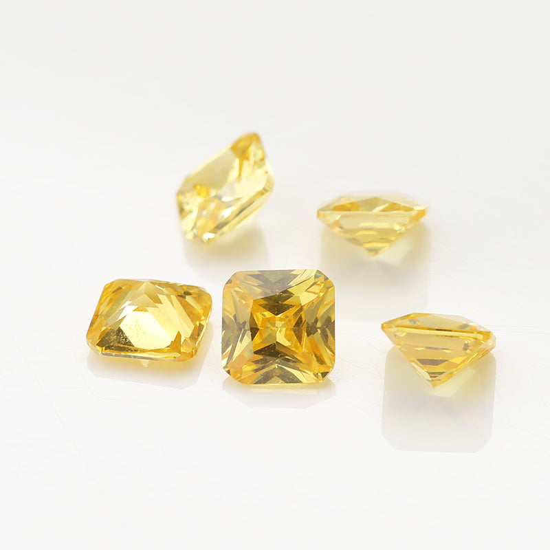 50pcs 3x3-10x10mm 5A Square Octangle Cut Golden Yellow CZ Stone Loose Cubic Zirconia Synthetic Gemstone for Jewelry