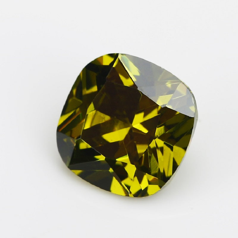 50pcs 4x4~10x10mm 5A Cushion Cut Olive Green CZ Stone Loose Cubic Zirconia Synthetic Gemstone for Jewelry