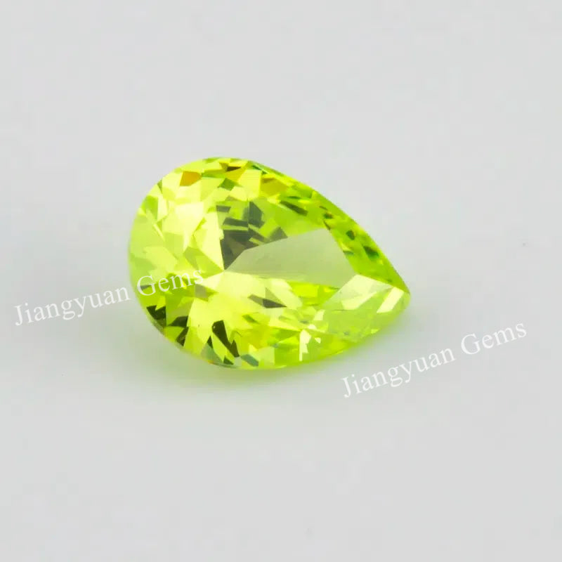 Size 3x5mm~10x12mm 5A Pear Cut Apple Green Cubic Zirconia Stone Loose CZ Synthetic Gemstone for Jewelry Making