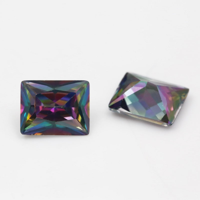50pcs 3x5-10x12mm 5A Rectangle Cut Plating Mix Color CZ Stone Loose Cubic Zirconia Synthetic Gemstone for Jewelry