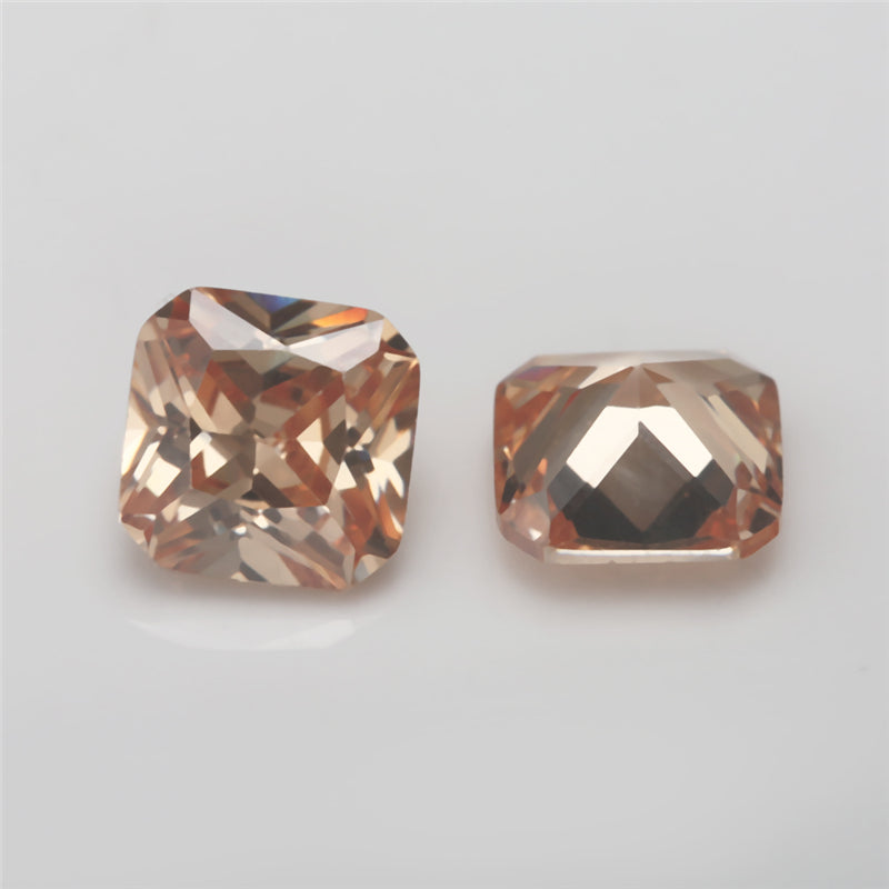 50pcs 3x3-10x10mm 5A Square Octangle Cut Champagne CZ Stone Loose Cubic Zirconia Synthetic Gemstone for Jewelry
