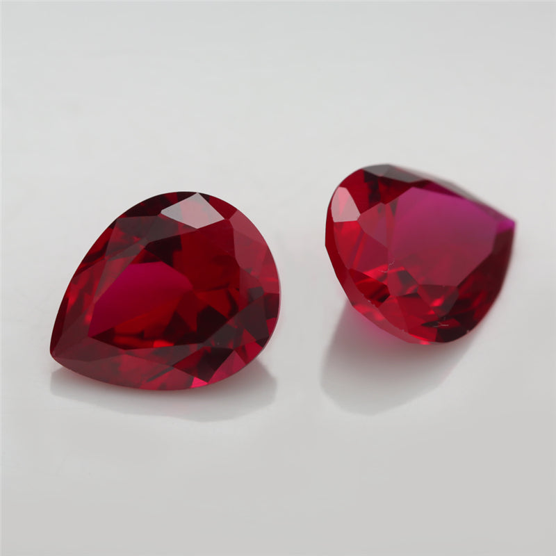 Size 3x5~13x18mm Pear Cut 8# Red Stone Loose Corundum Synthetic Gemstone for Jewelry