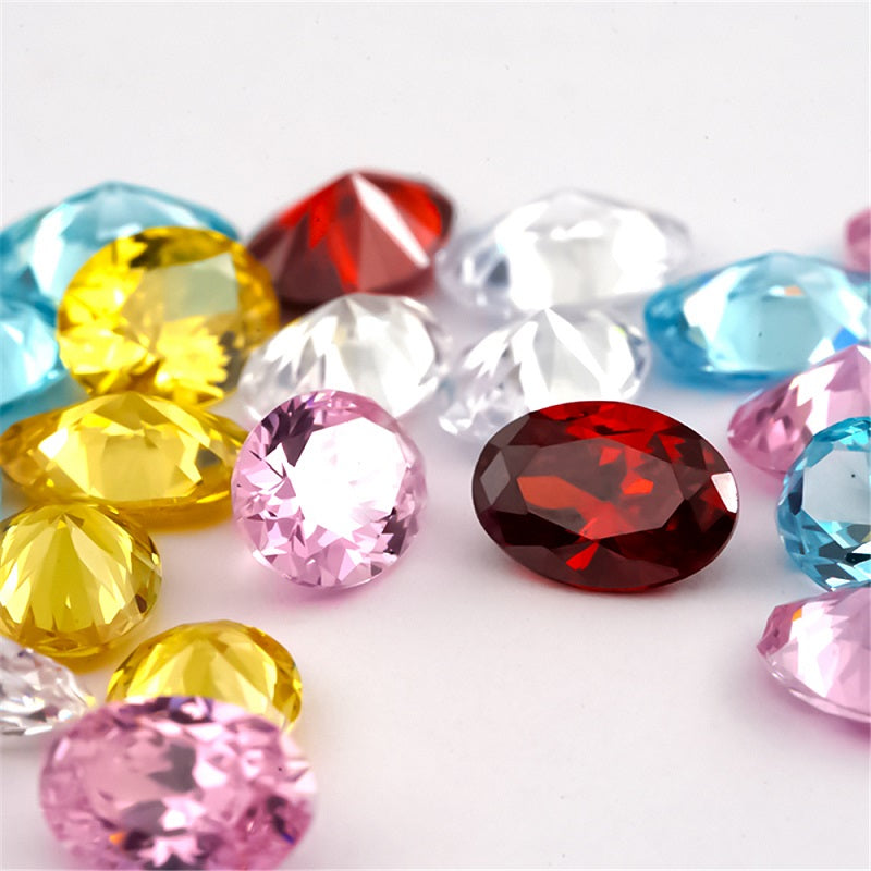 Size 3x5mm~10x12mm Oval Cut Cubic Zirconia Stone White GoldenYellow Pink Garnet SeaBlue Mix 5 Color 5A Loose CZ Stones Synthetic Gemstone for Jewelry Making