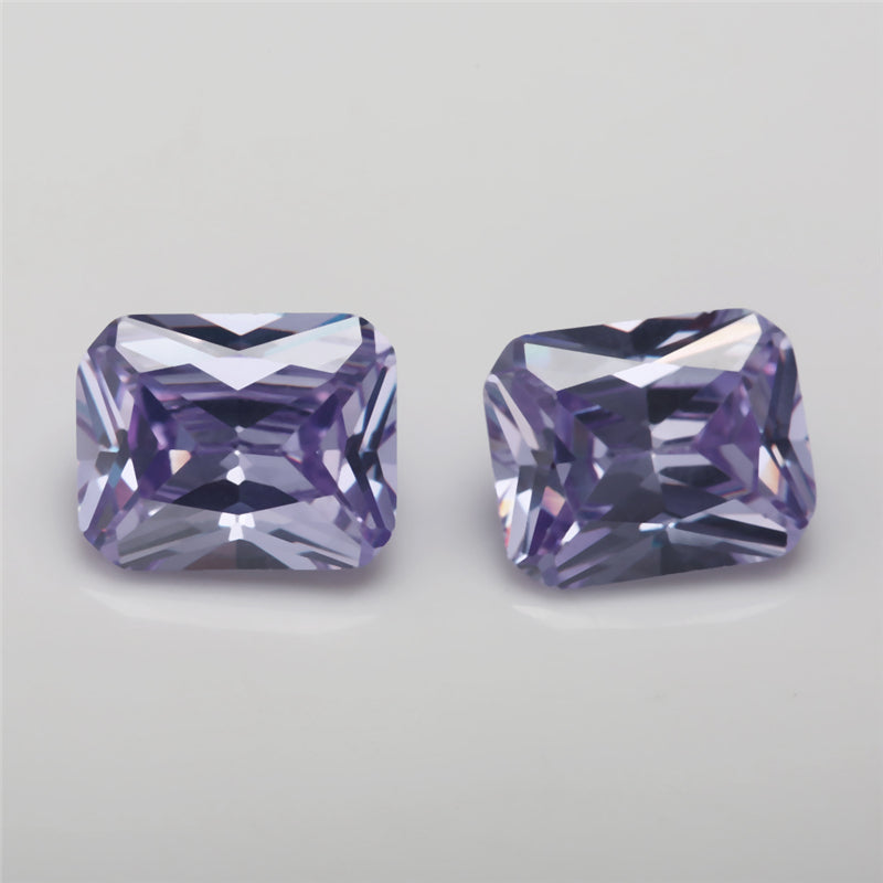 50pcs 4x6~10x12mm 5A Octangle Cut Lavender Color CZ Stone Loose Cubic Zirconia Synthetic Gemstone for Jewelry