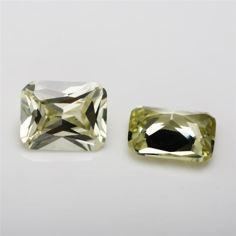 50pcs 4x6~10x12mm 5A Octangle Cut Olive Yellow CZ Stone Loose Cubic Zirconia Synthetic Gemstone for Jewelry