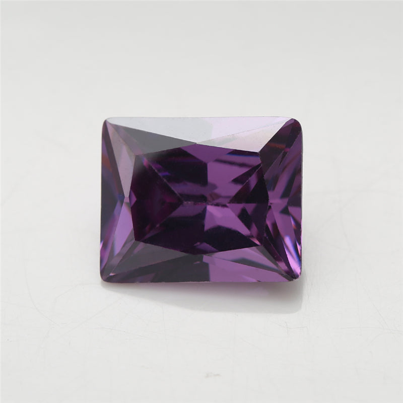 50pcs 3x5-10x12mm 5A Rectangle Cut Amethyst Color CZ Stone Loose Cubic Zirconia Synthetic Gemstone for Jewelry