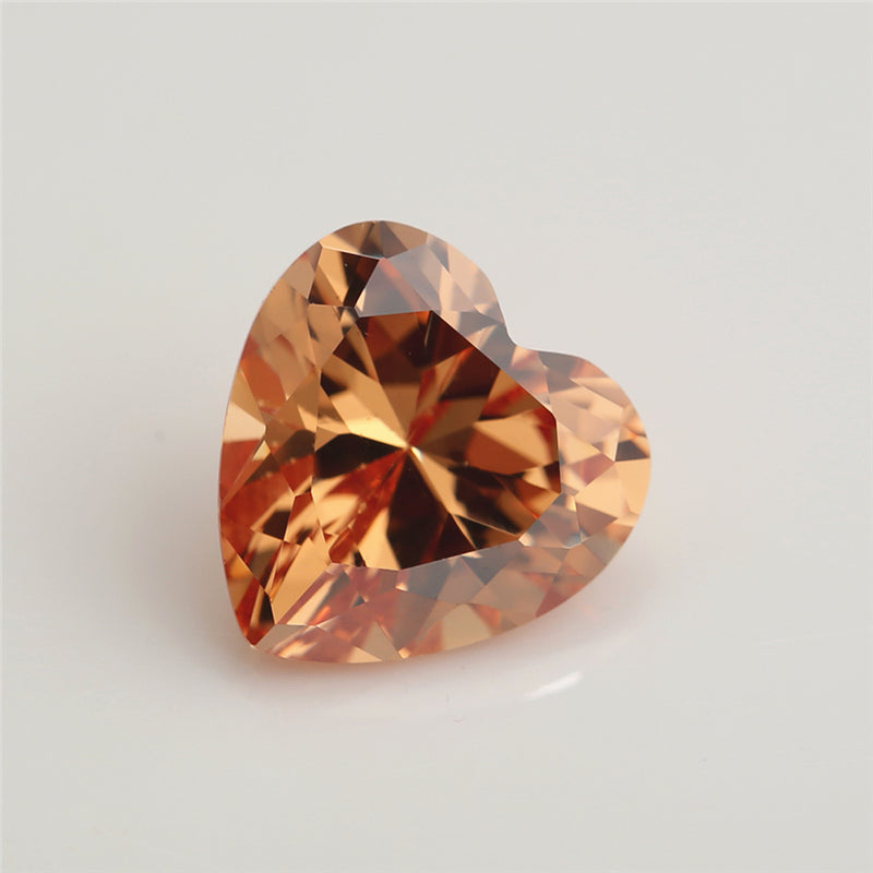 50pcs 3x3-10x10mm 5A Heart Cut Champagne CZ Stone Loose Cubic Zirconia Synthetic Gemstone for Jewelry