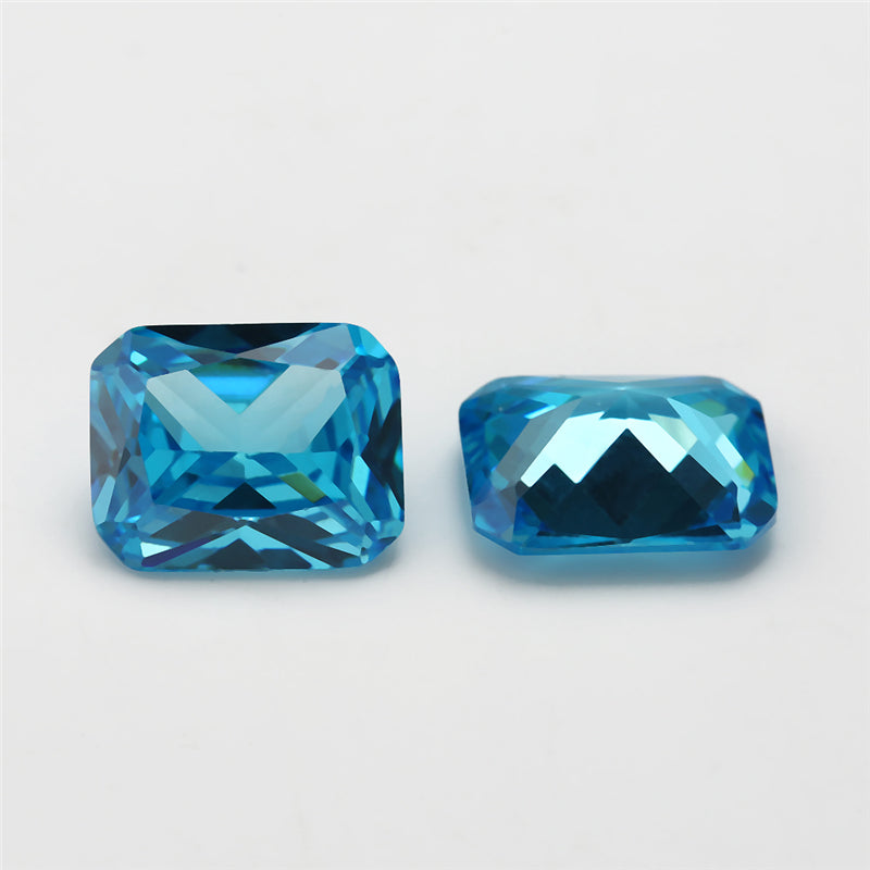 Size 4x6-10x12mm 5A Octangle Cut Sea Blue CZ Stone Loose Cubic Zirconia Synthetic Gemstone for Jewelry Making