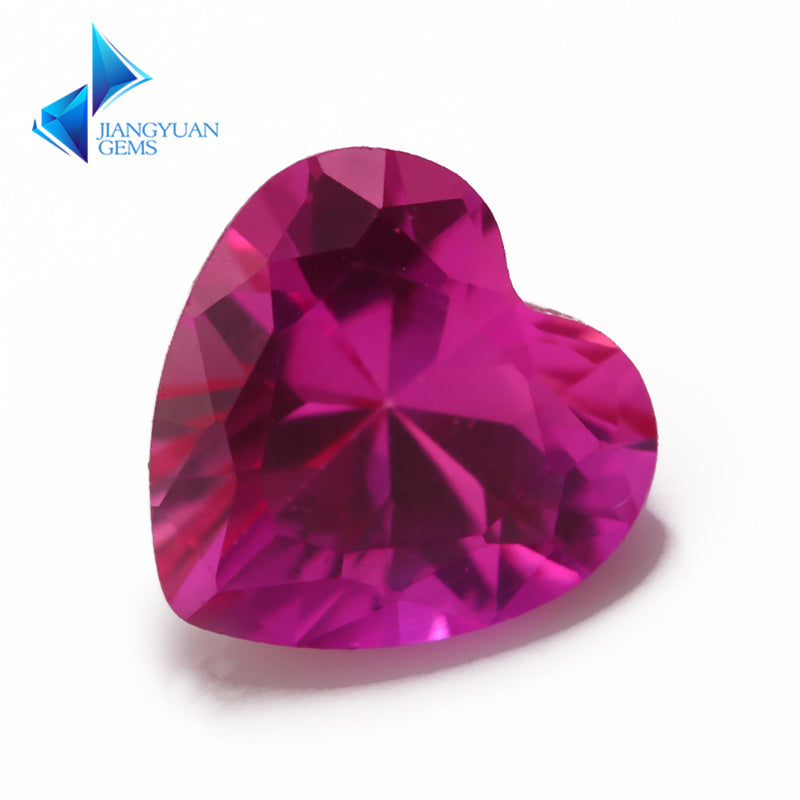 Size 3x3~10x10mm Heart Cut 3# Red Stone Loose Corundum Synthetic Gemstone for Jewelry