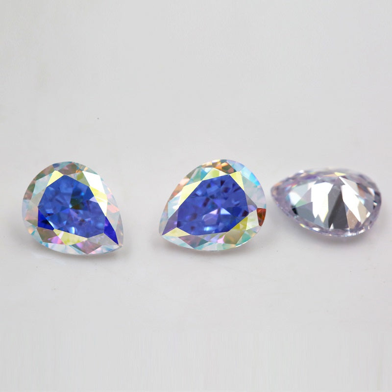 50pcs 3x5-10x12mm 5A Pear Cut Plating AB Color CZ Stone Loose Cubic Zirconia Synthetic Gemstone for Jewelry