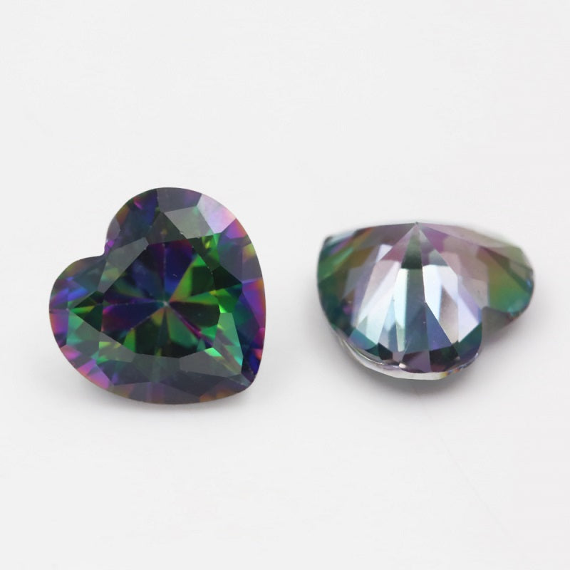 50pcs 3x3-12x12mm 5A Heart Cut Plating Mix Color CZ Stone Loose Cubic Zirconia Synthetic Gemstone for Jewelry
