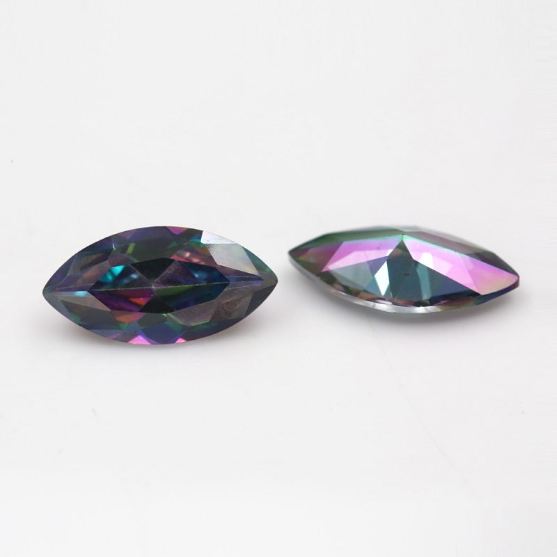 Size 3x6-10x20mm 5A Marquise Cut Plating Mix Color CZ Stone Loose Cubic Zirconia Synthetic Gemstone for Jewelry