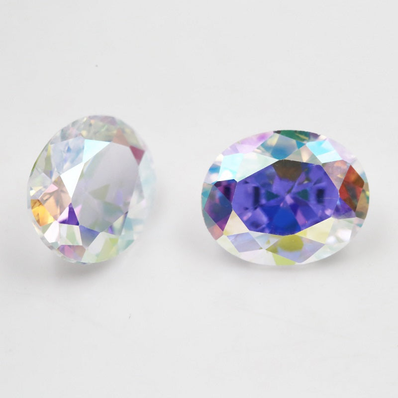 50pcs 3x5-10x12mm 5A Oval Cut Plating AB Color CZ Stone Loose Cubic Zirconia Synthetic Gemstone for Jewelry
