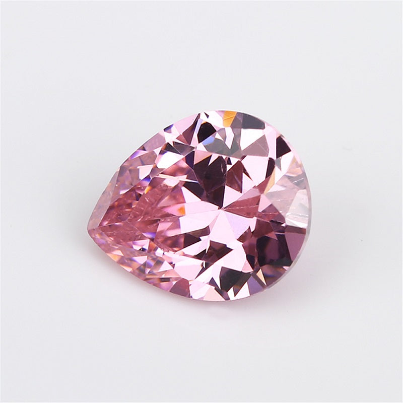 50pcs 2x3~10x12mm 5A Pear Cut Pink CZ Stone Loose Cubic Zirconia Synthetic Gemstone for Jewelry