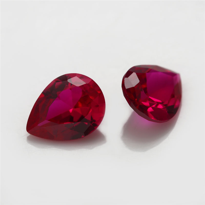 Size 3x5~13x18mm Pear Cut 5# Red Stone Loose Corundum Synthetic Gemstone for Jewelry