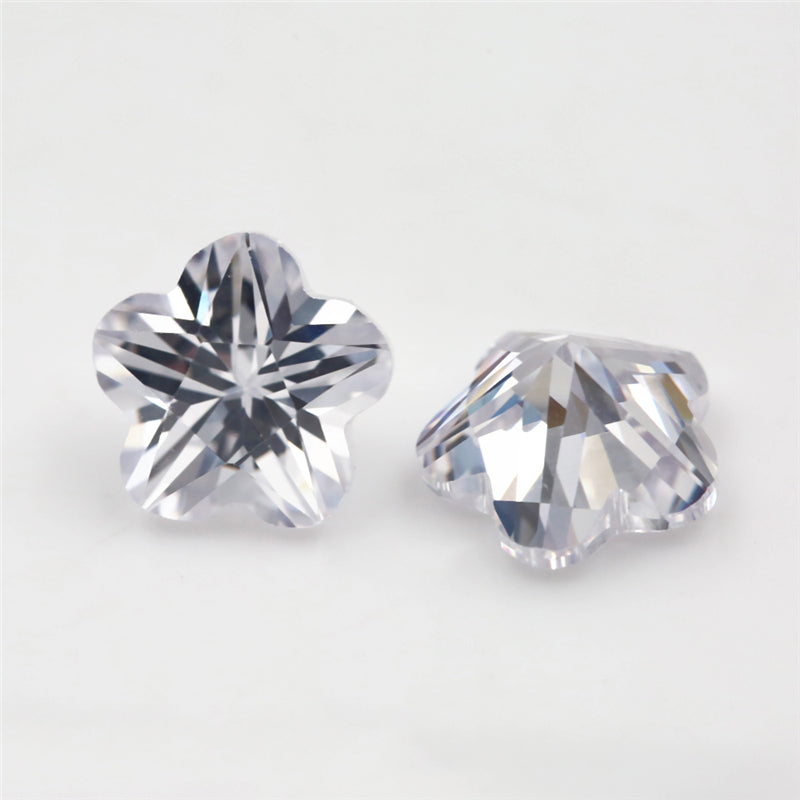 50pcs 4x4~10x10mm 5A Flower Cut White CZ Stone Loose Cubic Zirconia Synthetic Gemstone for Jewelry