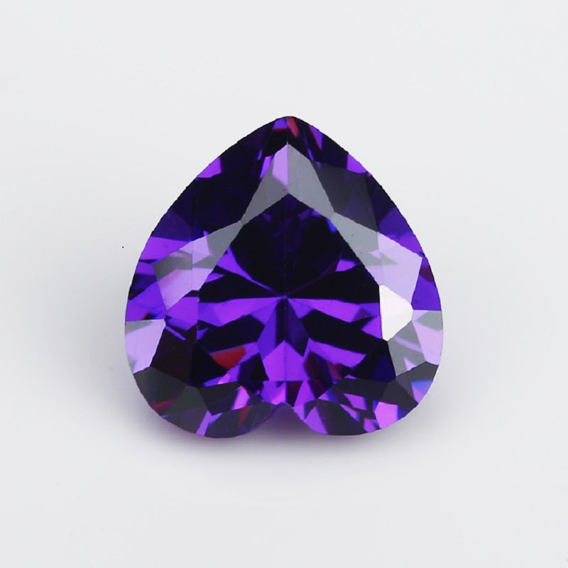 50pcs 3x3-10x10mm 5A Heart Cut Violet CZ Stone Loose Cubic Zirconia Synthetic Gemstone for Jewelry