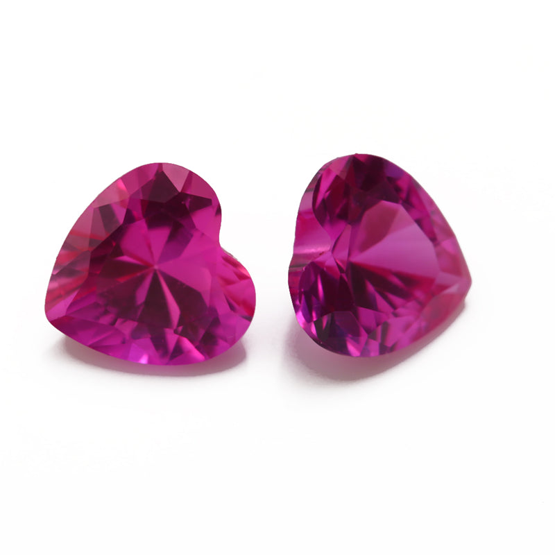 Size 3x3~10x10mm Heart Cut 3# Red Stone Loose Corundum Synthetic Gemstone for Jewelry