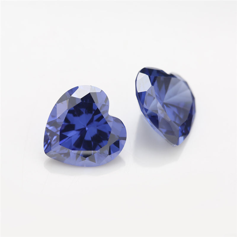 Size 3x3-10x10mm 5A Heart Cut Tanzanite Color CZ Stone Loose Cubic Zirconia Synthetic Gemstone for Jewelry