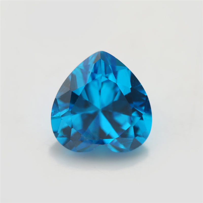 Size 3x3-10x10mm 5A Heart Cut Deep Sea blue CZ Stone Loose Cubic Zirconia Synthetic Gemstone for Jewelry
