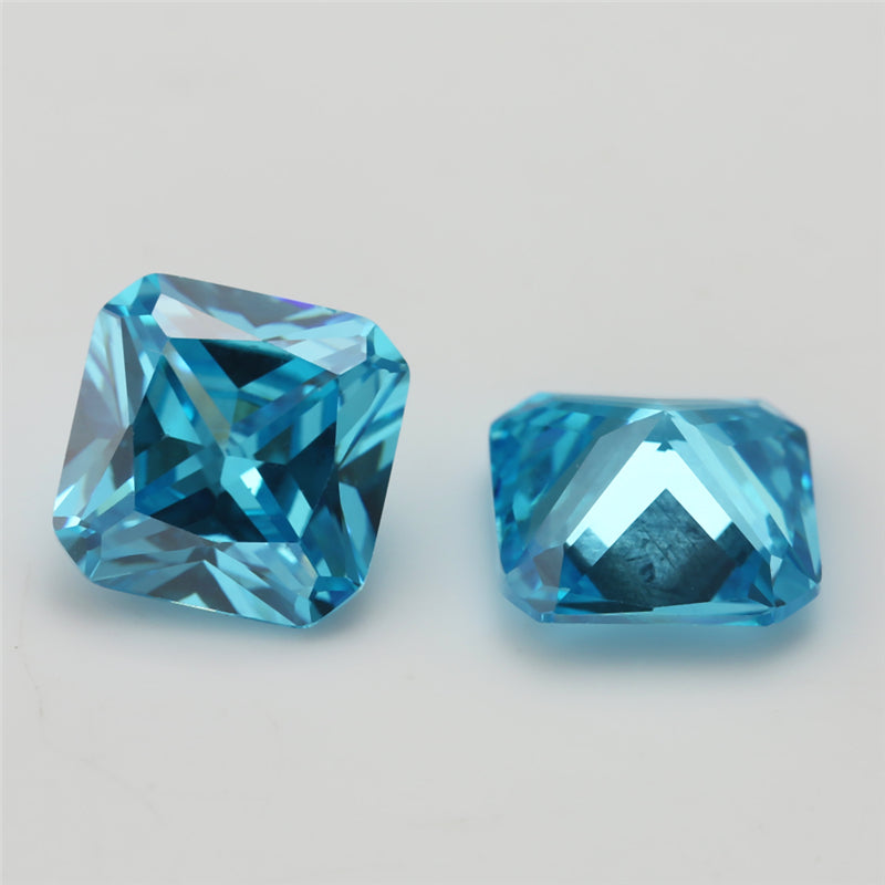 Size 3x3-10x10mm 5A Square Octangle Cut Sea Blue CZ Stone Loose Cubic Zirconia Synthetic Gemstone for Jewelry