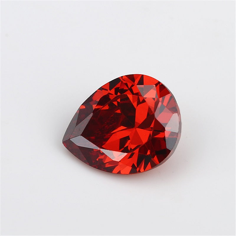 50pcs 2x3~10x12mm 5A Pear Cut Garnet Color CZ Stone Loose Cubic Zirconia Synthetic Gemstone for Jewelry