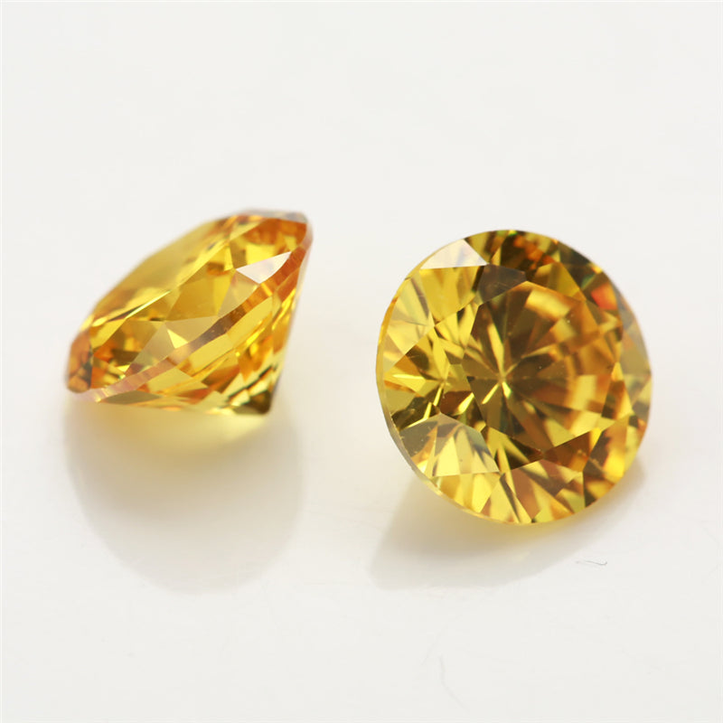 Size 0.8-12.0mm 5A Round Cut Golden Yellow CZ Stone Loose Cubic Zirconia Synthetic Gemstone for Jewelry