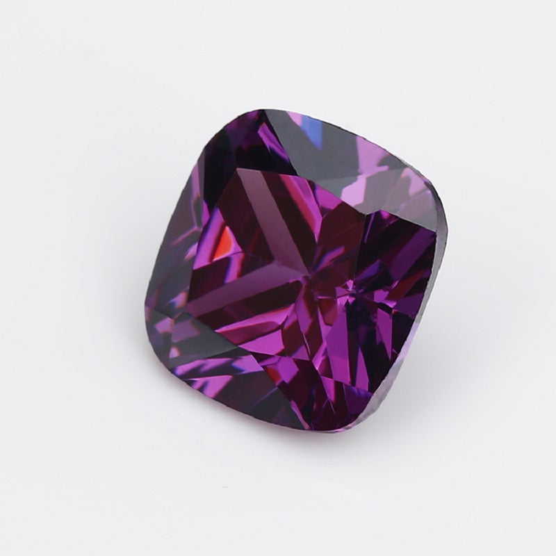 50pcs 4x4~10x10mm 5A Cushion Cut Amethyst Color CZ Stone Loose Cubic Zirconia Synthetic Gemstone for Jewelry
