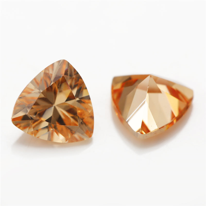 50pcs 3x3~10x10mm 5A Trillion Cut Cut Champagne CZ Stone Loose Cubic Zirconia Synthetic Gemstone for Jewelry