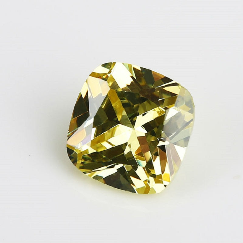 50pcs 4x4~10x10mm 5A Cushion Cut Olive Yellow CZ Stone Loose Cubic Zirconia Synthetic Gemstone for Jewelry
