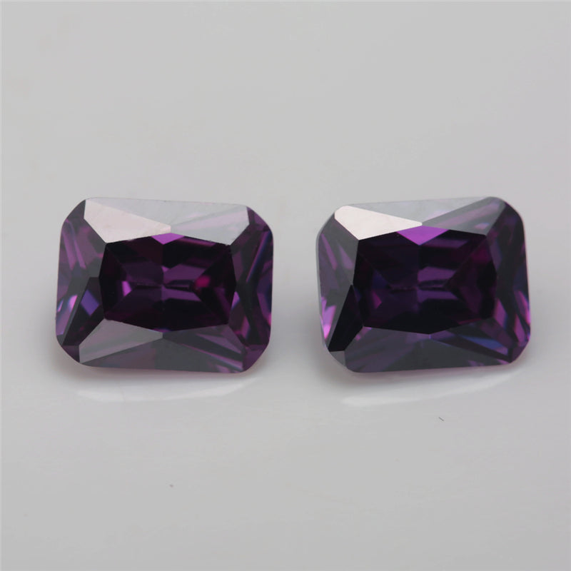 50pcs 4x6~10x12mm 5A Octangle Cut Amethyst Color CZ Stone Loose Cubic Zirconia Synthetic Gemstone for Jewelry