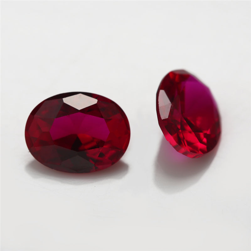 Size 3x5~13x18mm Oval Cut 8# Red Stone Loose Corundum Synthetic Gemstone for Jewelry