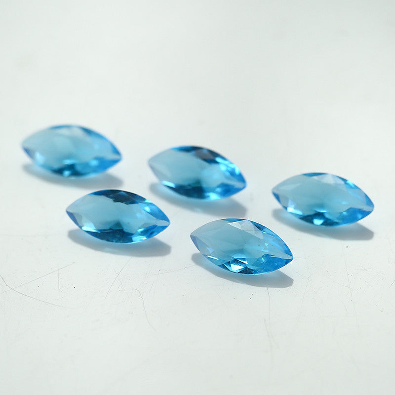 Size 3x6~8x16mm Marquise Cut Dark Sea Blue Glass Stone Loose Synthetic Gemstone for Jewelry