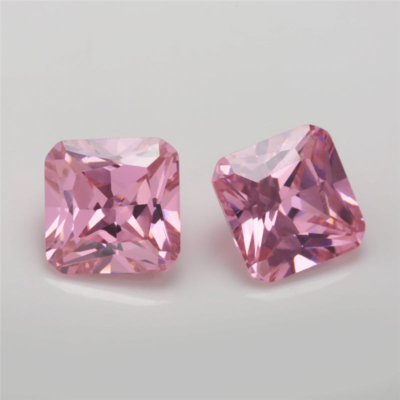50pcs 3x3~10x10mm 5A Square Octangle Shape Pink CZ Stone Loose Cubic Zirconia Synthetic Gemstone for Jewelry