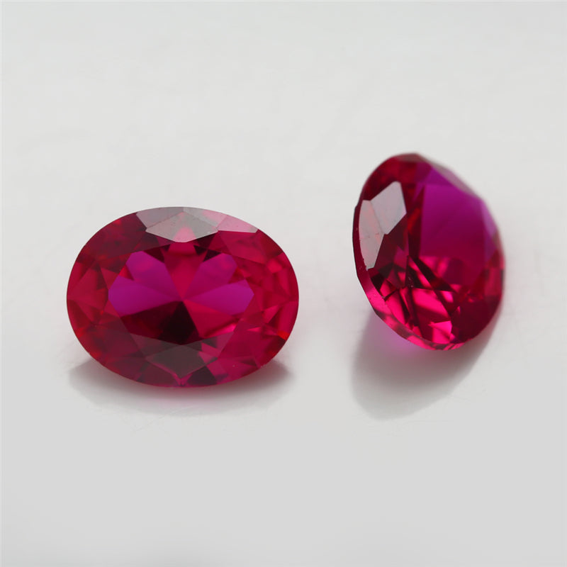 Size 3x5~13x18mm Oval Cut 5# Red Stone Loose Corundum Synthetic Gemstone for Jewelry