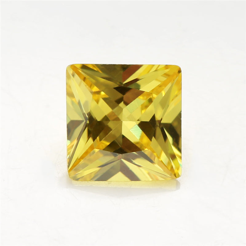 50pcs 1.5x1.5~10x10mm 5A Square Princess Cut Olive Yellow CZ Stone Loose Cubic Zirconia Synthetic Gemstone for Jewelry
