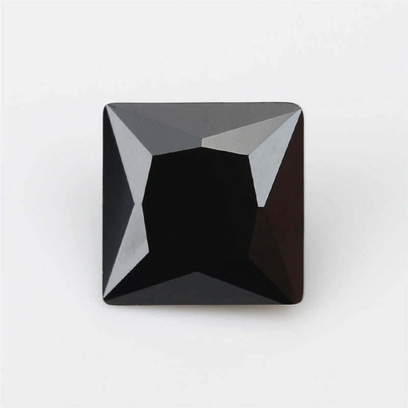 50pcs 1.5x1.5-10x10mm 5A Square Princess Cut Black CZ Stone Loose Cubic Zirconia Synthetic Gemstone for Jewelry