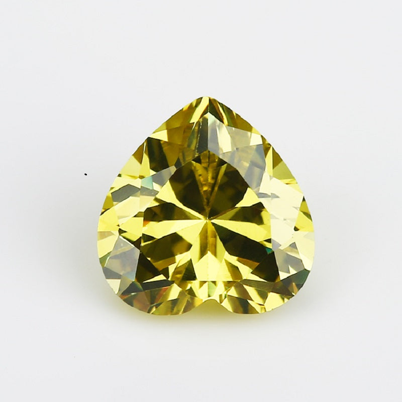 50pcs 3x3-10x10mm 5A Heart Cut Olive Yellow CZ Stone Loose Cubic Zirconia Synthetic Gemstone for Jewelry