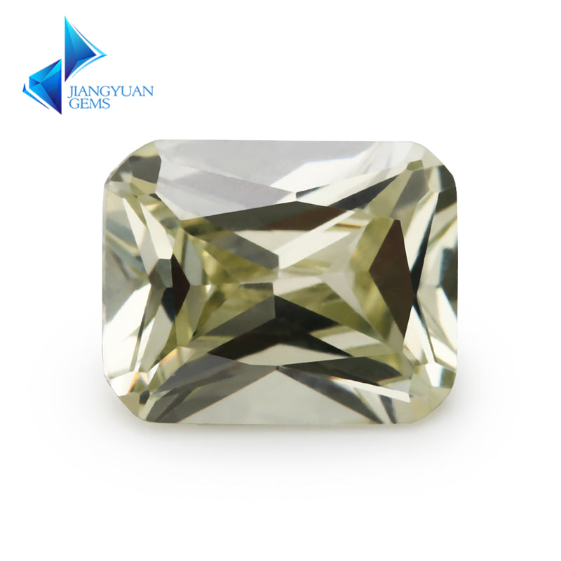 50pcs 4x6~10x12mm 5A Octangle Cut Olive Yellow CZ Stone Loose Cubic Zirconia Synthetic Gemstone for Jewelry