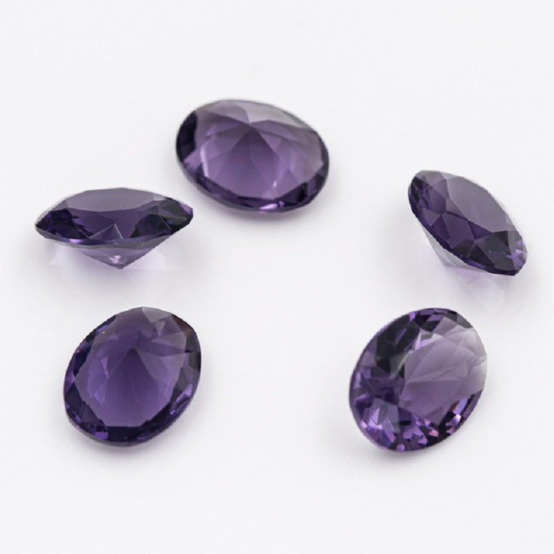 Size 3x5~10x12mm Oval Cut AQ24 Violet Glass Stone Loose Synthetic Gemstone for Jewelry