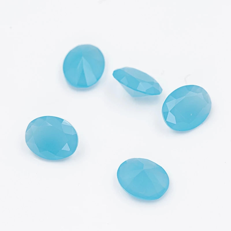 Size 3x5~10x12mm Oval Cut AQ17 Sea Blue Glass Stone Loose Synthetic Gemstone for Jewelry