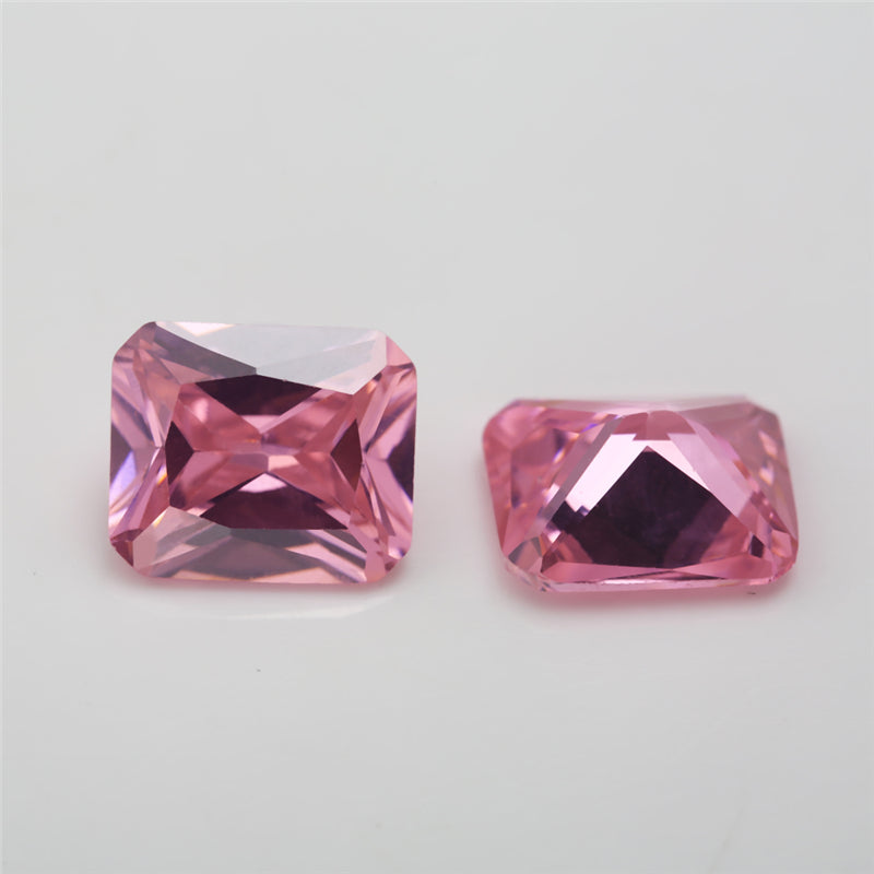 50pcs 4x6~10x12mm 5A Octangle Cut Cut Pink CZ Stone Loose Cubic Zirconia Synthetic Gemstone for Jewelry
