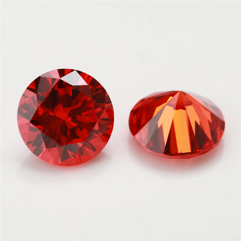 Size 0.8~12.0mm 5A Round Cut Orange CZ Stone Loose Cubic Zirconia Synthetic Gemstone for Jewelry
