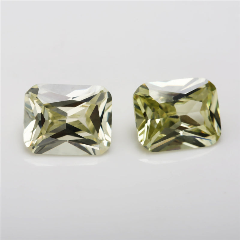 50pcs 4x6~10x12mm 5A Octangle Cut Olive Yellow CZ Stone Loose Cubic Zirconia Synthetic Gemstone for Jewelry