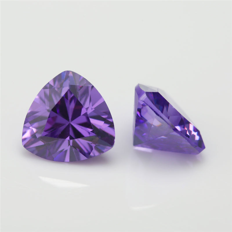 50pcs 3x3~10x10mm 5A Trillion Cut Cut Violet CZ Stone Loose Cubic Zirconia Synthetic Gemstone for Jewelry