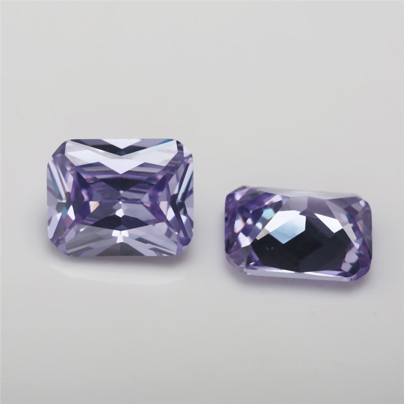 50pcs 4x6~10x12mm 5A Octangle Cut Lavender Color CZ Stone Loose Cubic Zirconia Synthetic Gemstone for Jewelry