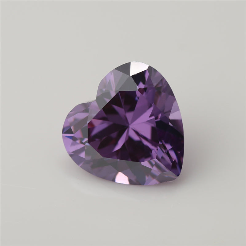 50pcs 3x3-10x10mm 5A Heart Cut Amethyst Color CZ Stone Loose Cubic Zirconia Synthetic Gemstone for Jewelry