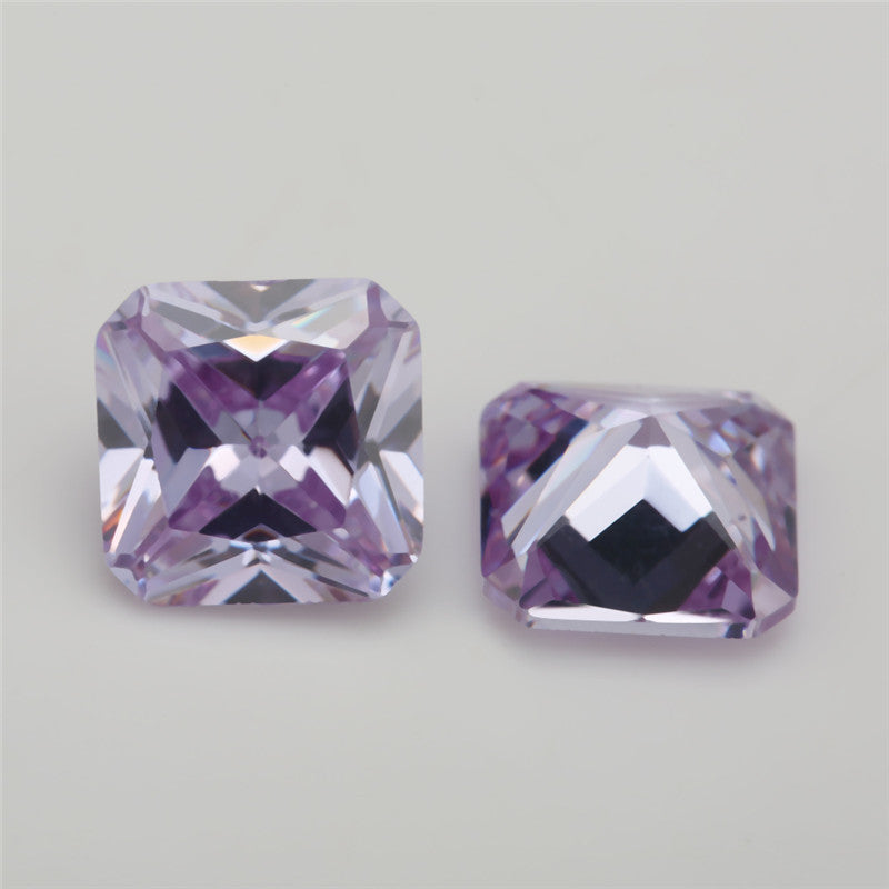 50pcs 3x3-10x10mm 5A Square Octangle Cut Lavender Color CZ Stone Loose Cubic Zirconia Synthetic Gemstone for Jewelry